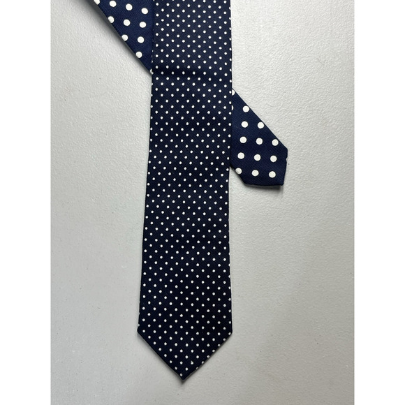 Everlane Polka Dot Tie Navy White Cotton Hand Made USA Mens Necktie - Picture 1 of 8